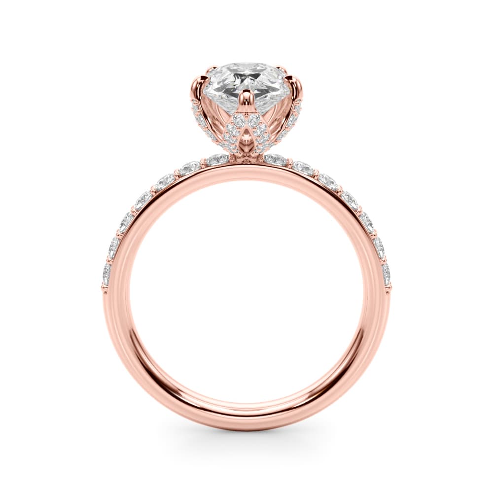 Floral Pear Engagement Ring, style 51337, Side view in rose gold