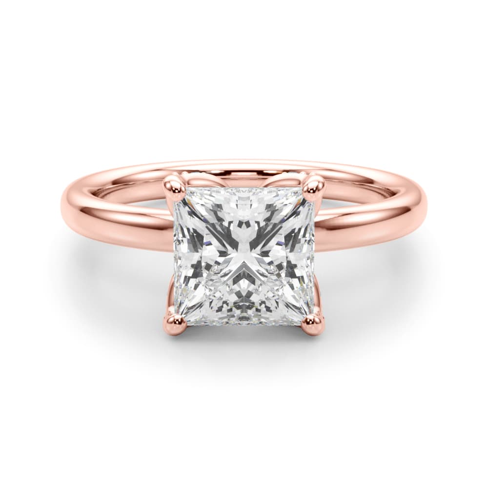 Floral Princess Cut Engagement Ring, style 51338, Angle view in rose gold