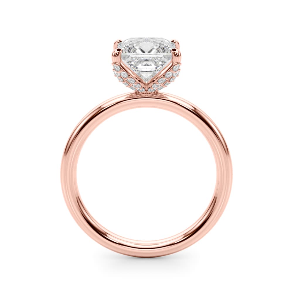 Floral Princess Cut Engagement Ring, style 51338, Side view in rose gold