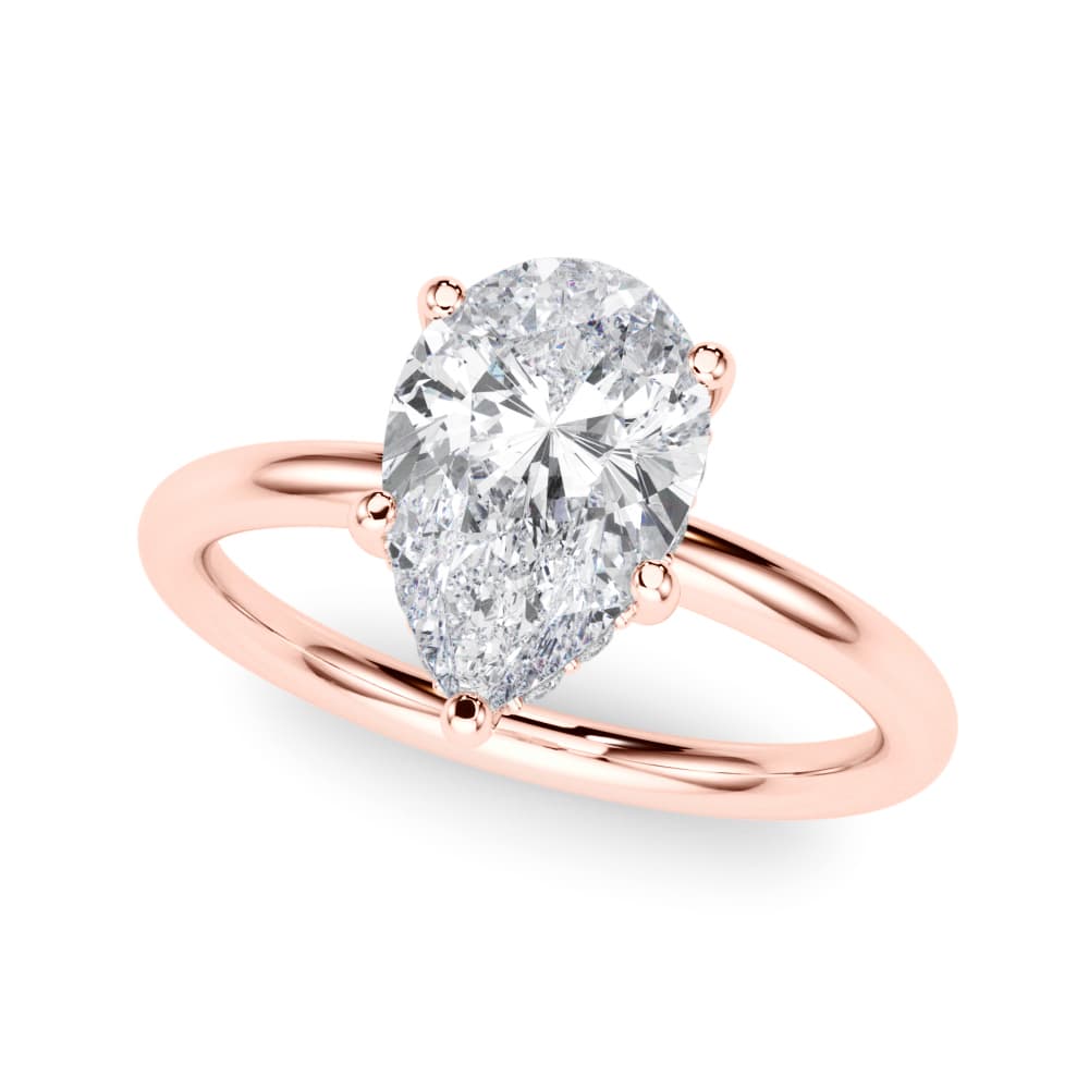 Pear Shaped Hidden Halo Engagement Ring, style 51340, Front view in rose gold