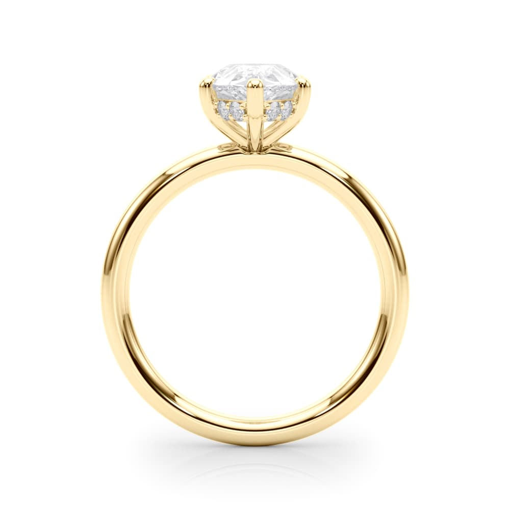 Pear Shaped Hidden Halo Engagement Ring, style 51340, Side view in yellow gold