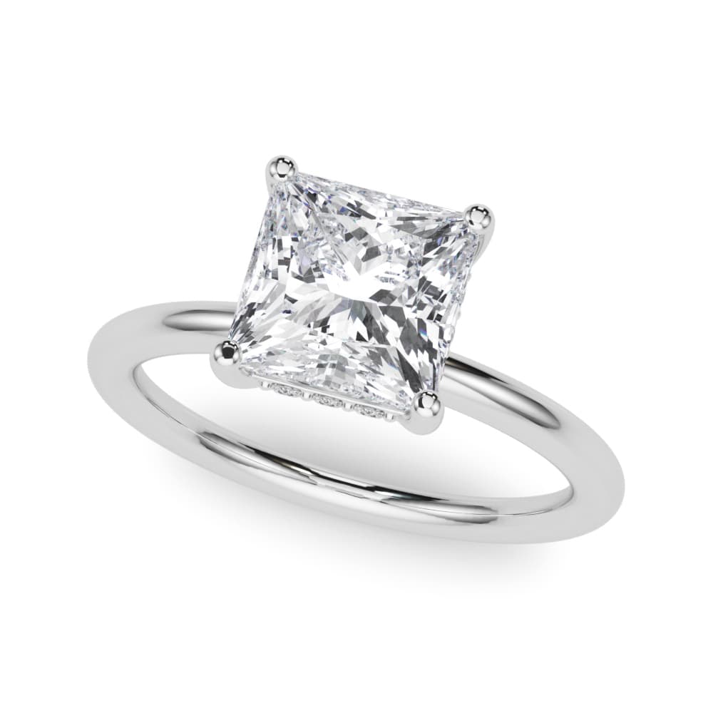 Hidden Halo Princess Cut Engagement Ring — style 51342 in 10k White Gold