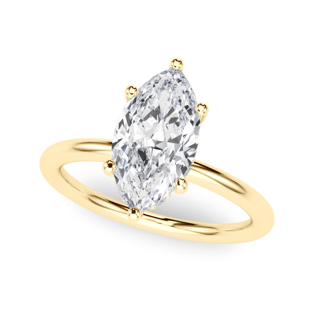 Hidden Halo Marquise Engagement Ring, style 51344, Front view in yellow gold