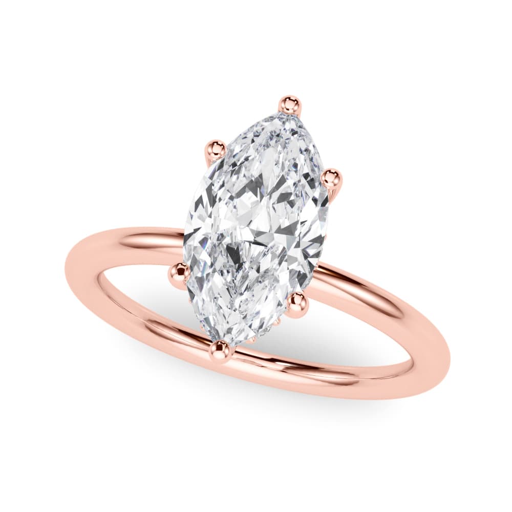 Hidden Halo Marquise Engagement Ring, style 51344, Front view in rose gold