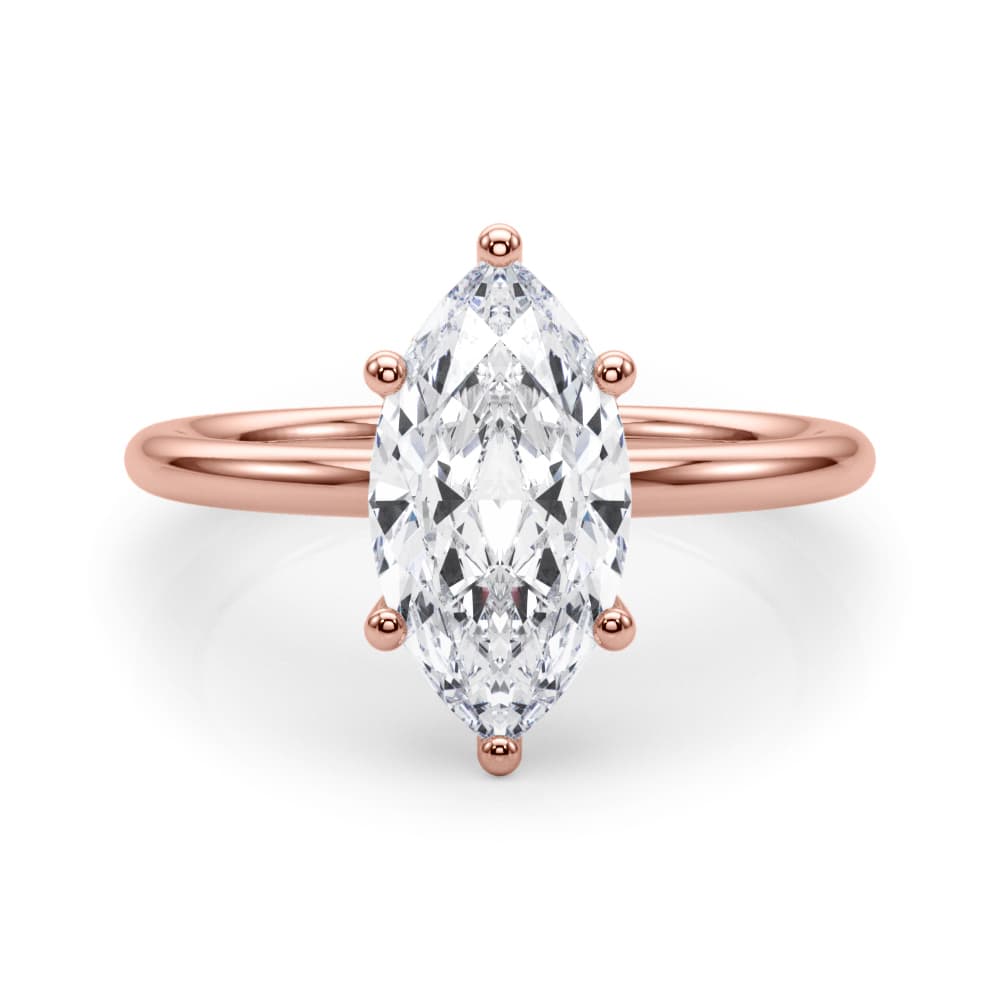 Hidden Halo Marquise Engagement Ring, style 51344, On hand view in rose gold