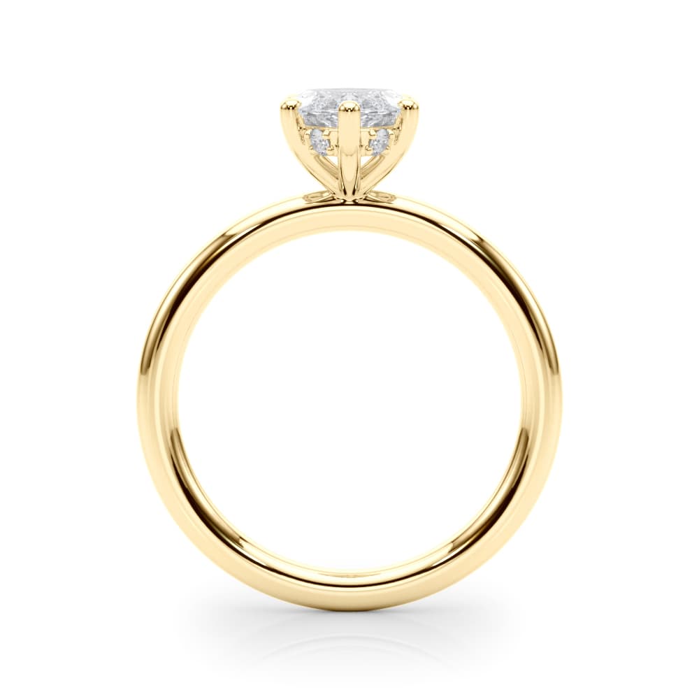 Hidden Halo Marquise Engagement Ring, style 51344, Side view in yellow gold