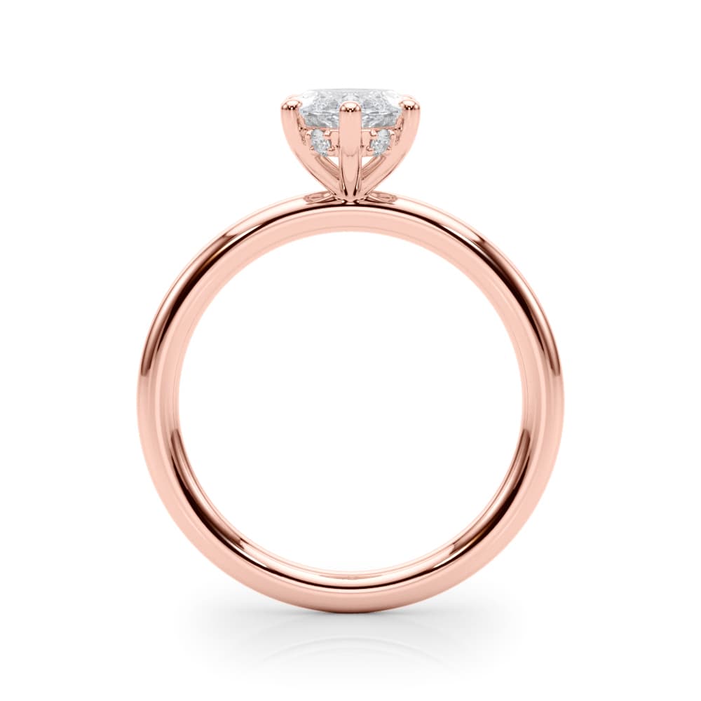Hidden Halo Marquise Engagement Ring, style 51344, Side view in rose gold