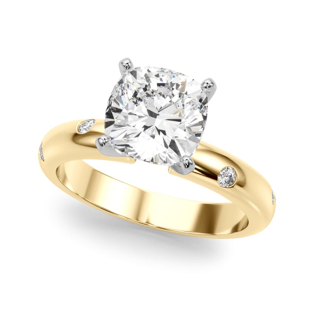 Burnish Set Solitaire Engagement Ring, style 51350, Front view in yellow gold