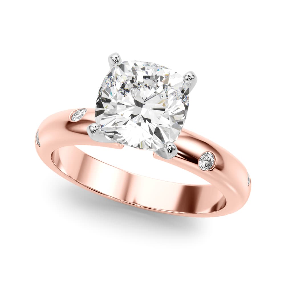 Burnish Set Solitaire Engagement Ring, style 51350, Front view in rose gold