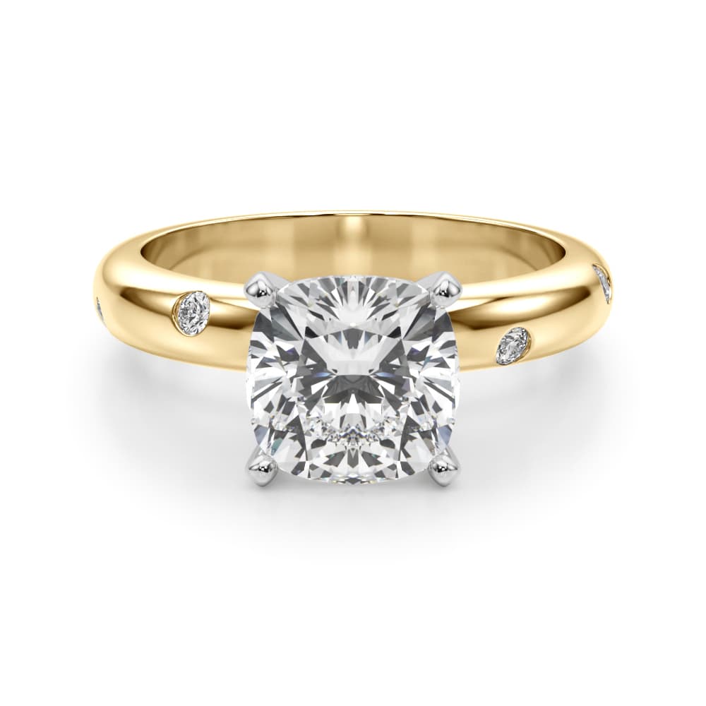Burnish Set Solitaire Engagement Ring, style 51350, Angle view in yellow gold