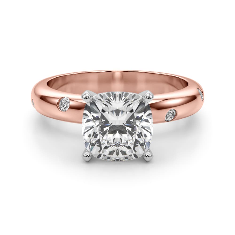Burnish Set Solitaire Engagement Ring, style 51350, Angle view in rose gold