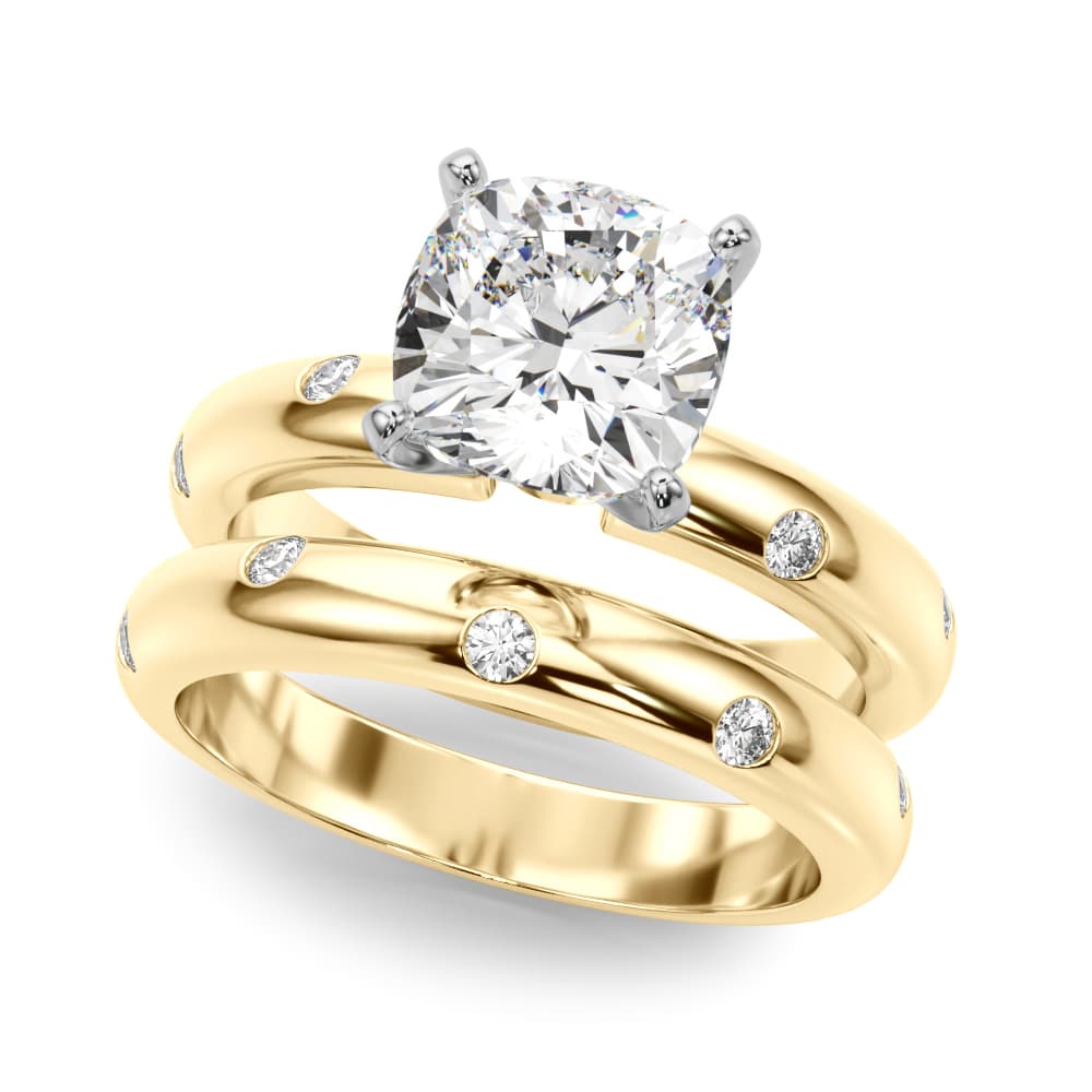 Burnish Set Solitaire Engagement Ring, style 51350, On hand view in yellow gold