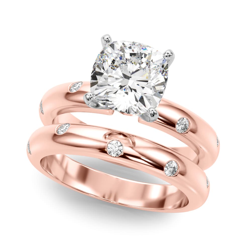 Burnish Set Solitaire Engagement Ring, style 51350, On hand view in rose gold