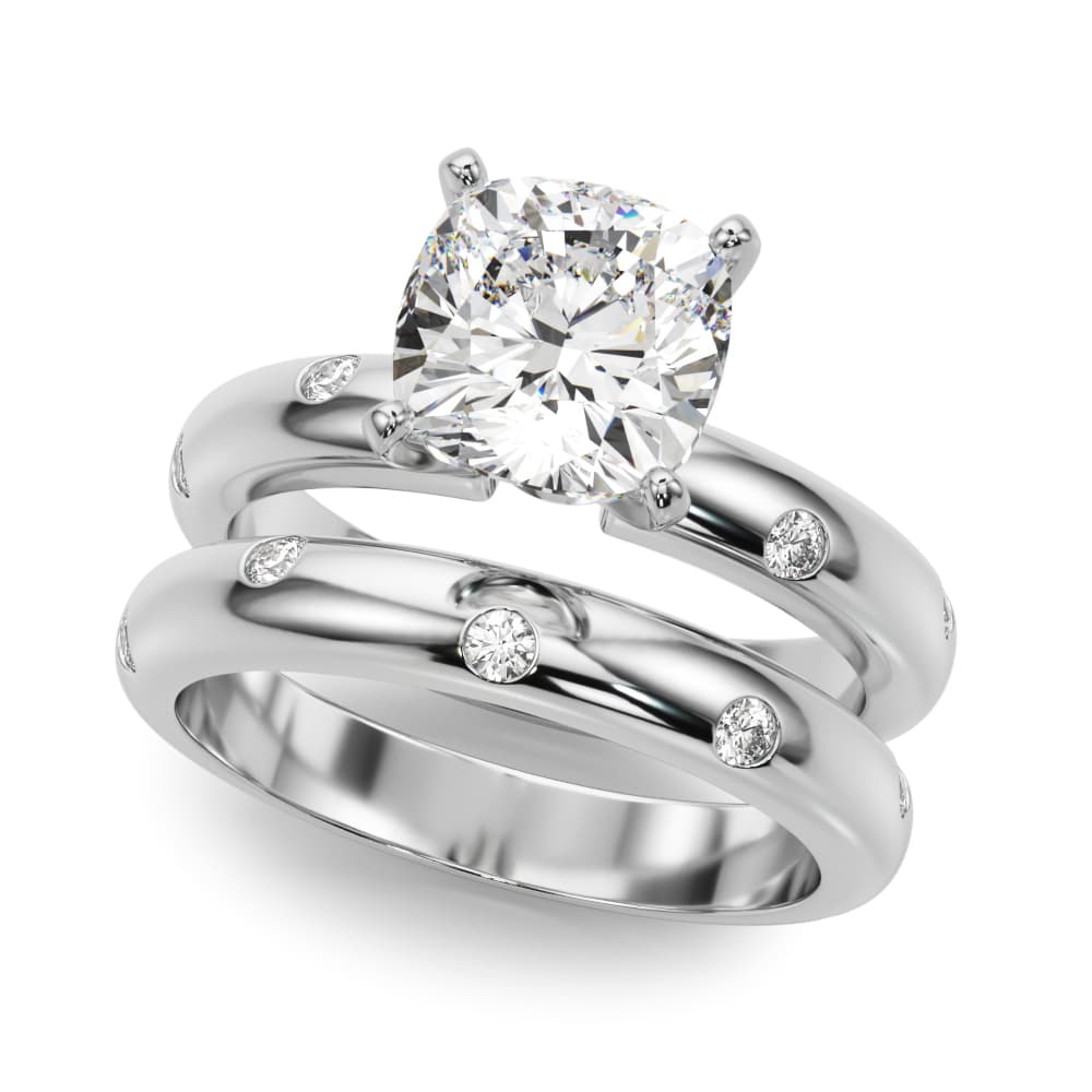 Burnish Set Solitaire Engagement Ring, style 51350, On hand view in white gold or platinum