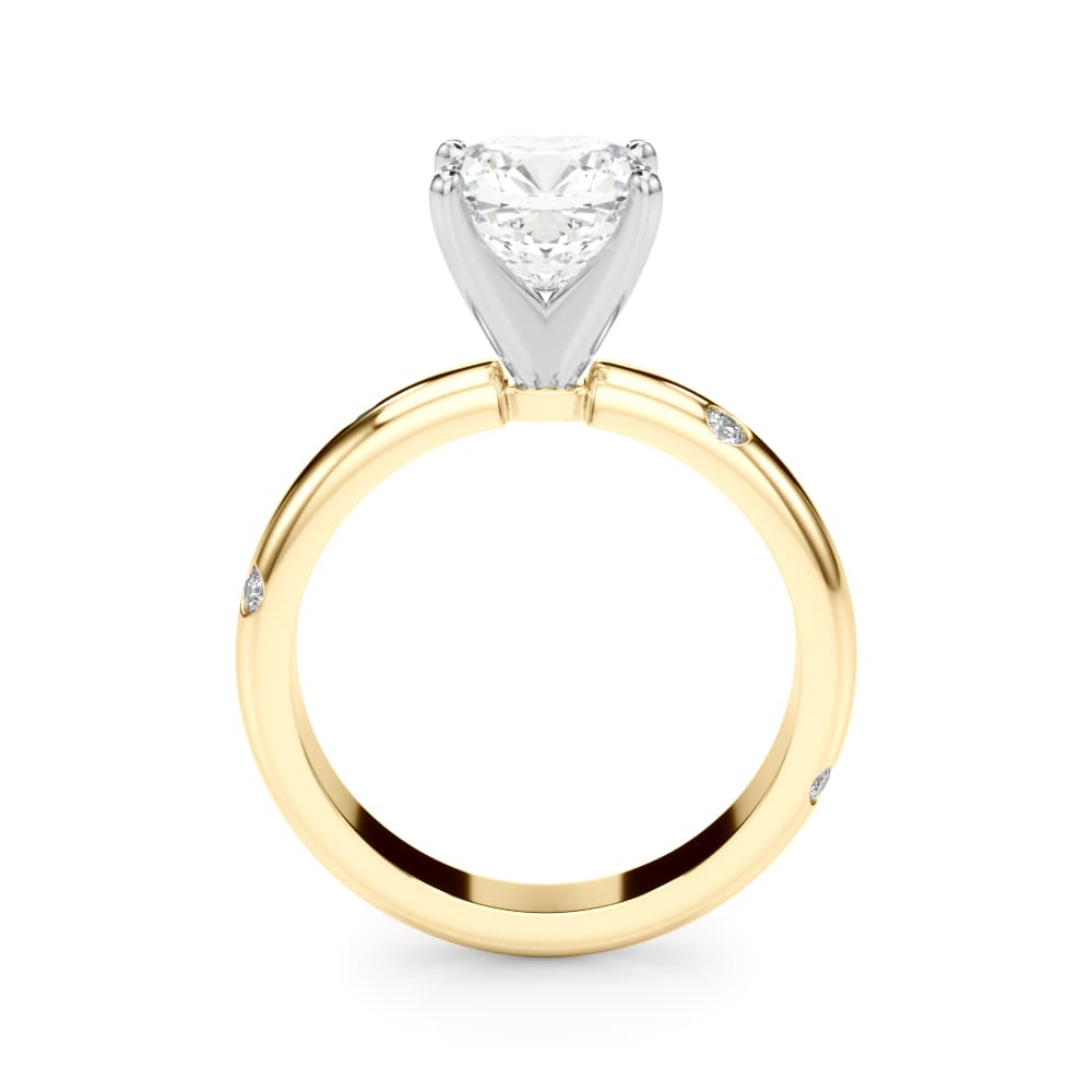 Burnish Set Solitaire Engagement Ring, style 51350, Side view in yellow gold