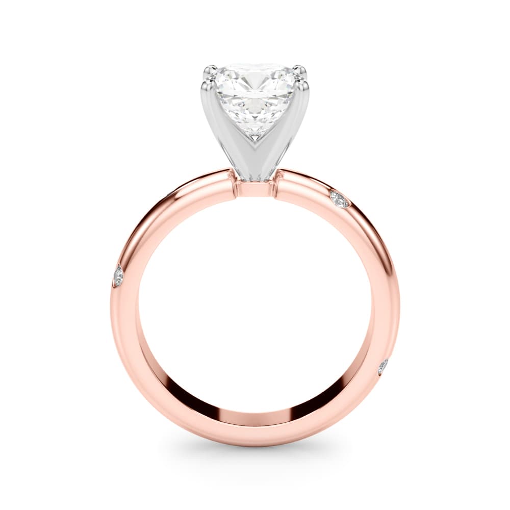 Burnish Set Solitaire Engagement Ring, style 51350, Side view in rose gold