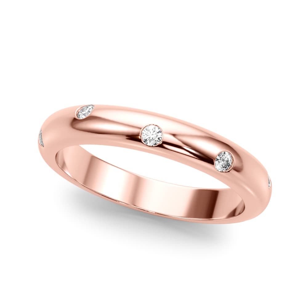 Burnish Set Wedding Band (1/8 ct. tw.), Front view in rose gold