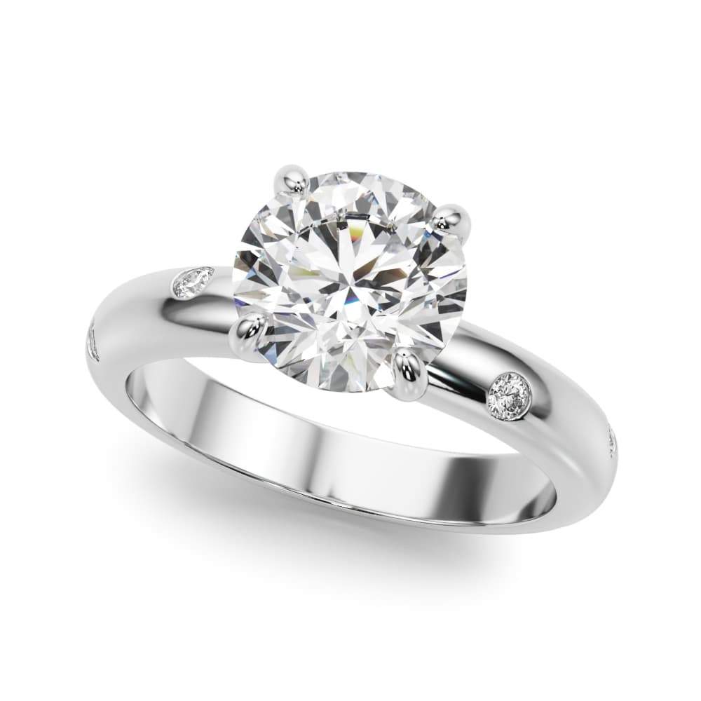 Burnish Set Round Solitaire Engagement Ring — style 51351 in 10k White Gold