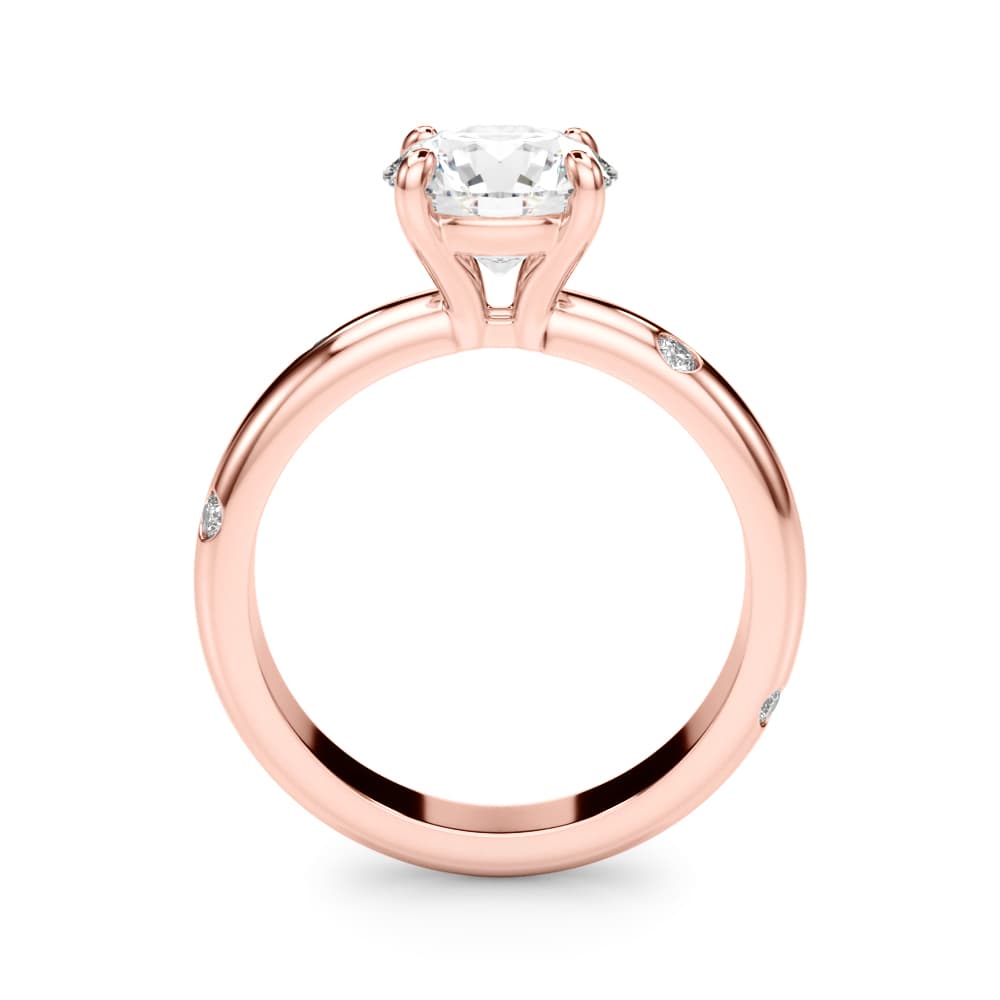 Burnish Set Round Solitaire Engagement Ring, style 51351, Side view in rose gold