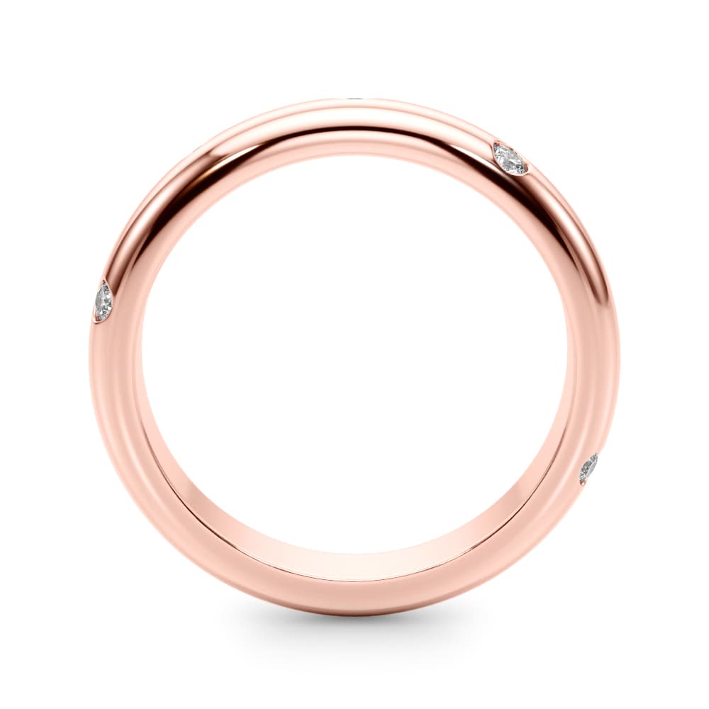 Burnish Set Wedding Band (1/8 ct. tw.), Side view in rose gold