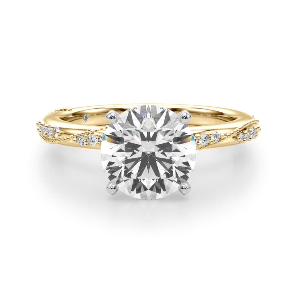 Twisting Contemporary Engagement Ring, style 51352, Angle view in yellow gold