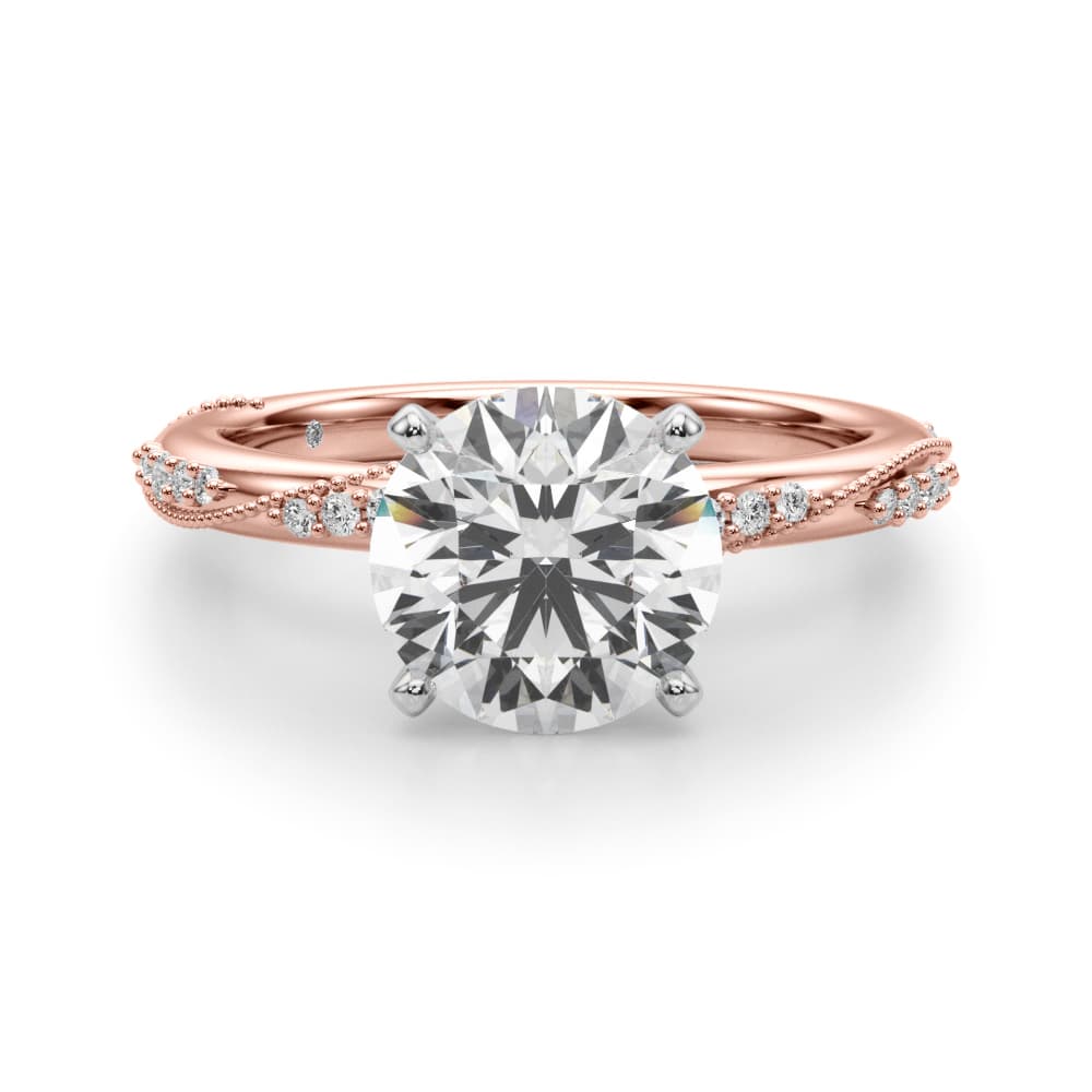 Twisting Contemporary Engagement Ring, style 51352, Angle view in rose gold