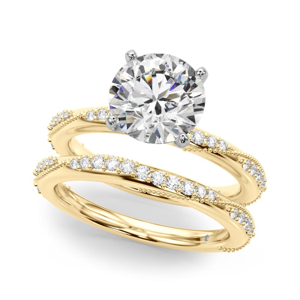 Twisting Contemporary Engagement Ring, style 51352, On hand view in yellow gold