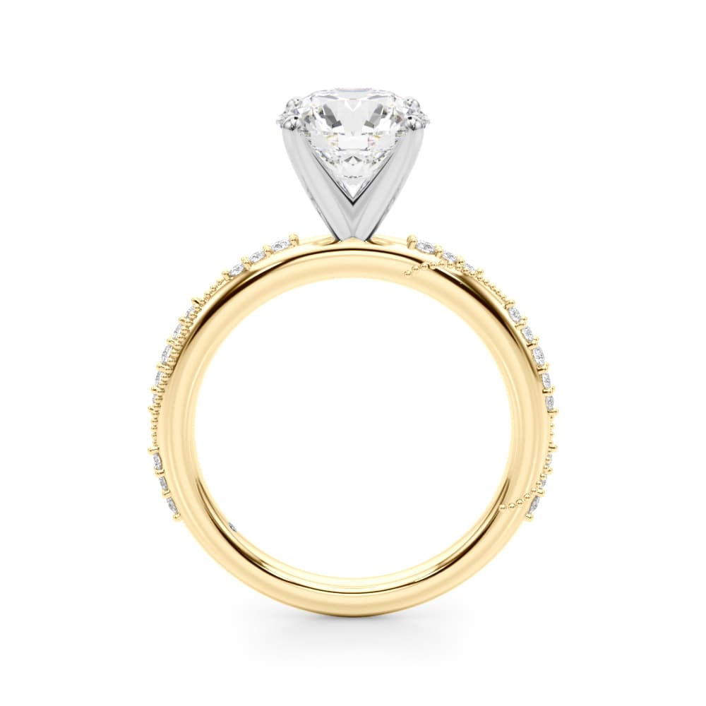 Twisting Contemporary Engagement Ring, style 51352, Side view in yellow gold