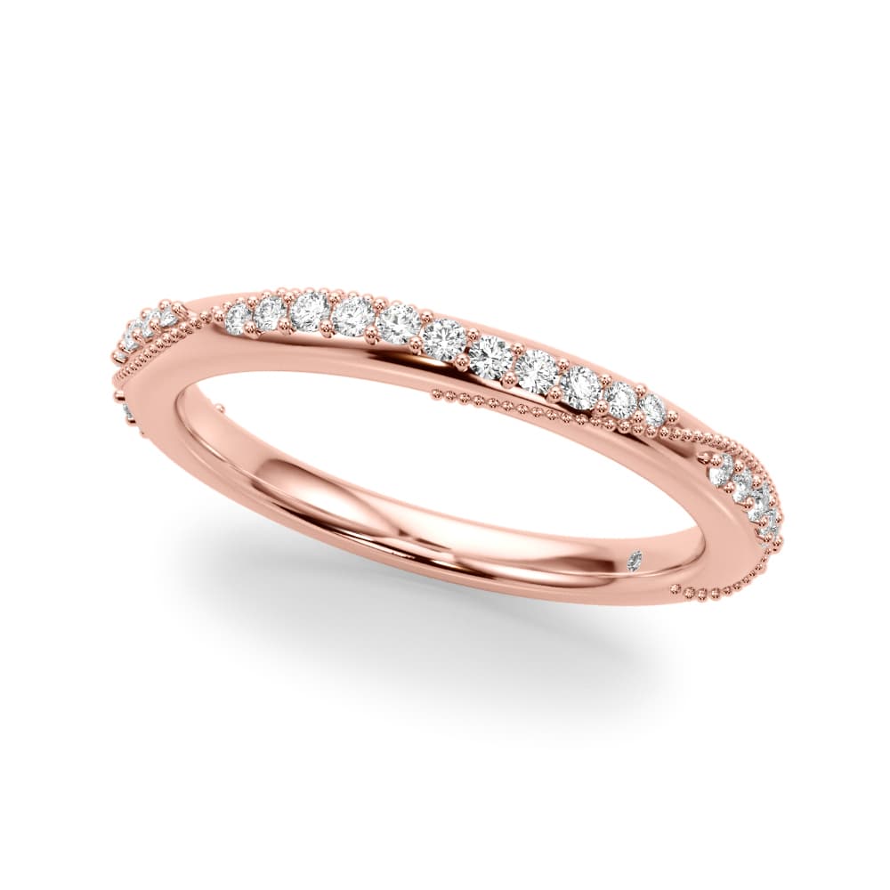 Twisting Contemporary Wedding Band (0.2 ct. tw.), Front view in rose gold
