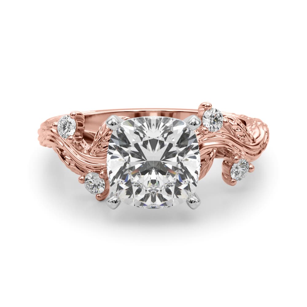 Accented Floral Engagement Ring, style 51353, Angle view in rose gold
