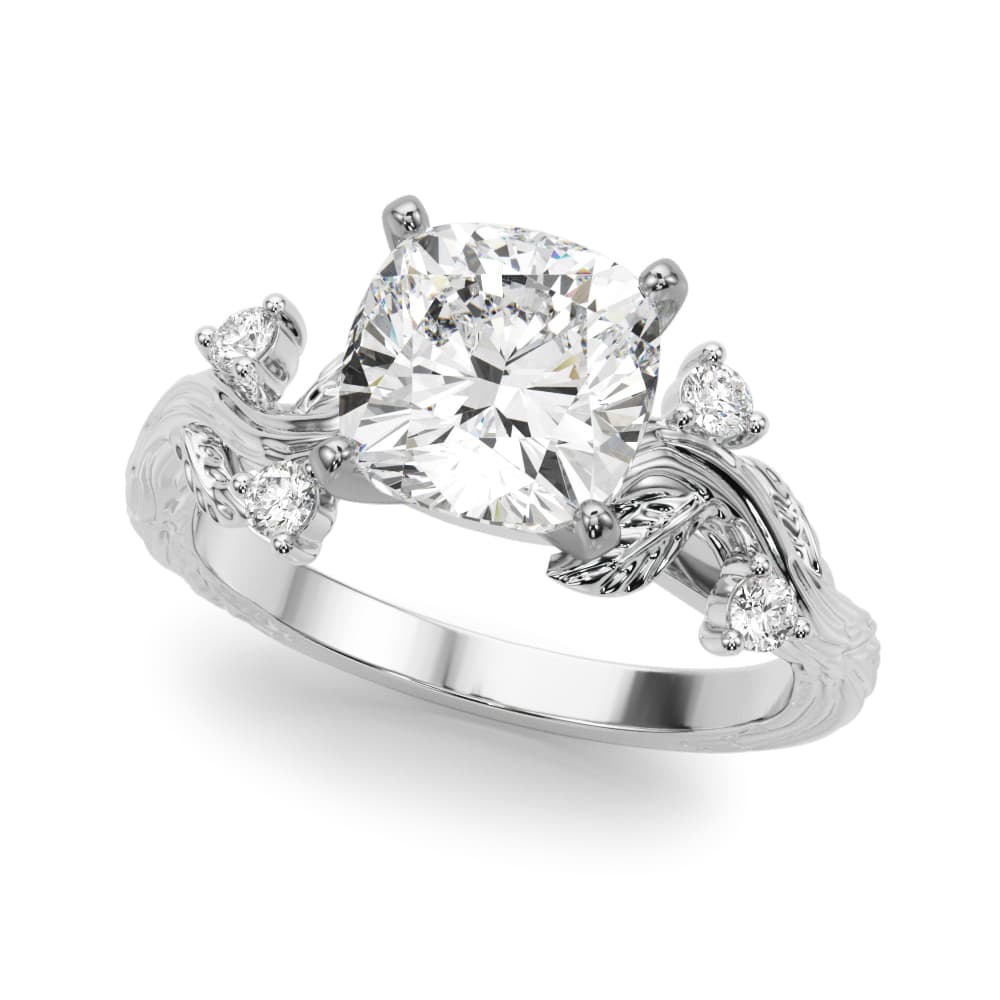 Accented Floral Engagement Ring — style 51353 in 10k White Gold