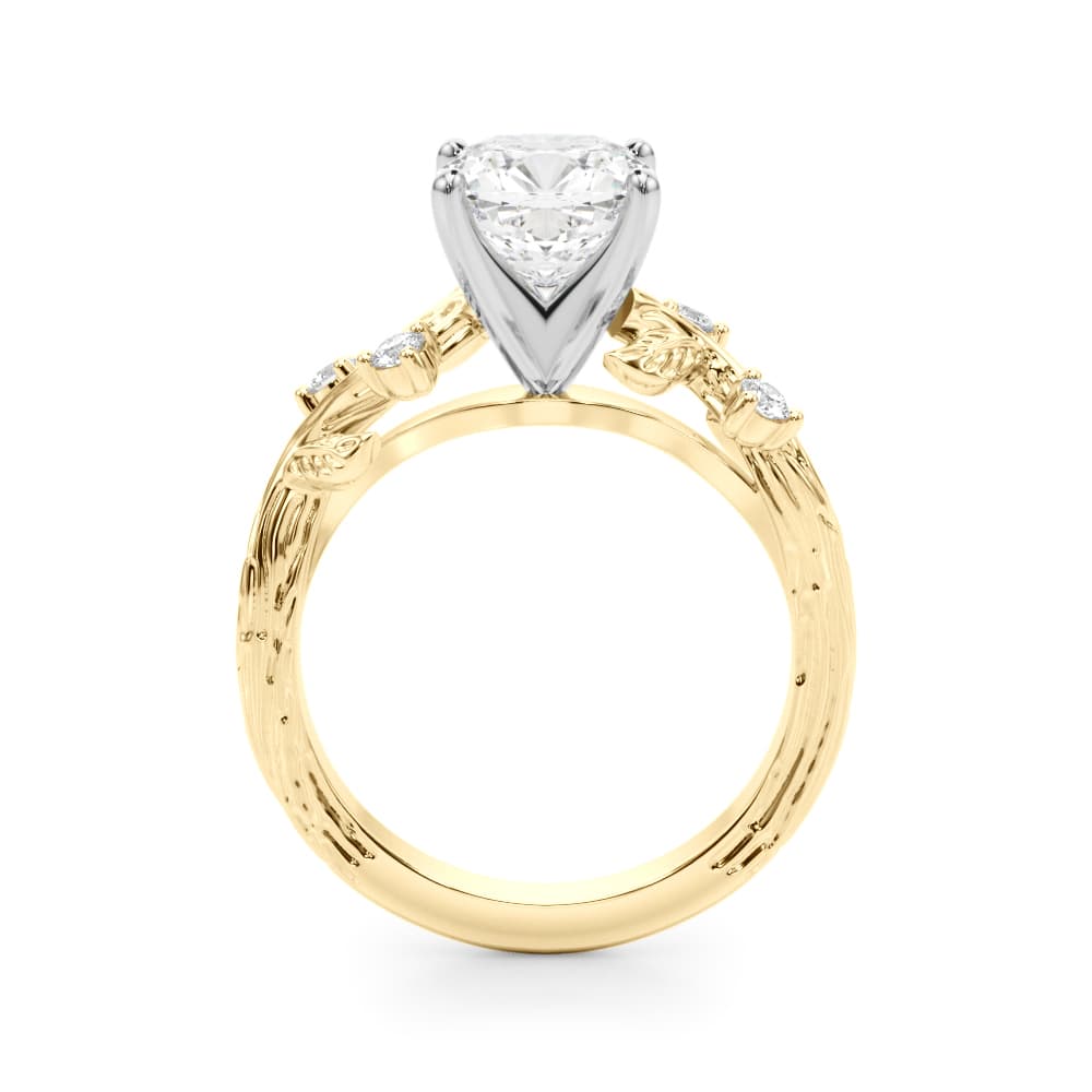 Accented Floral Engagement Ring, style 51353, Side view in yellow gold