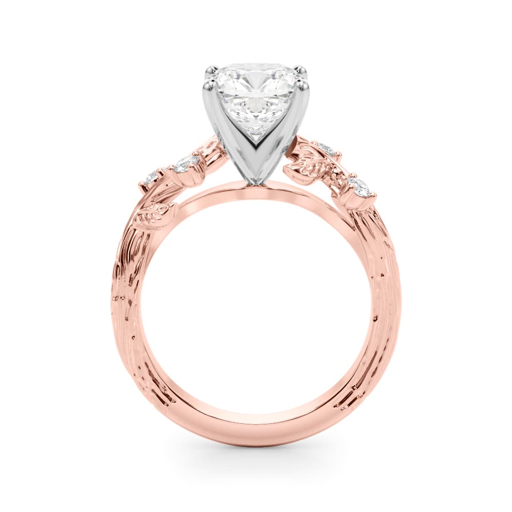 Accented Floral Engagement Ring, style 51353, Side view in rose gold