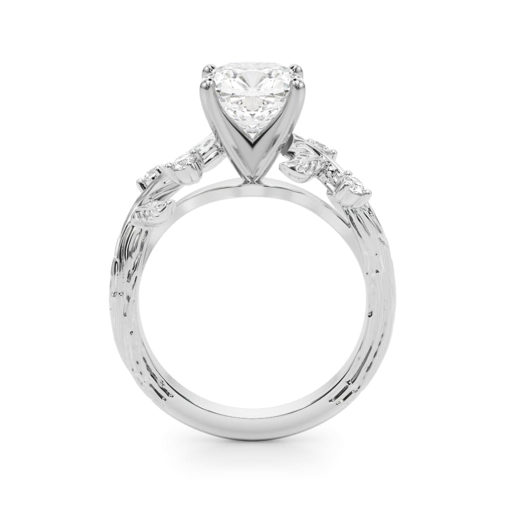 Accented Floral Engagement Ring, style 51353, Side view in white gold or platinum