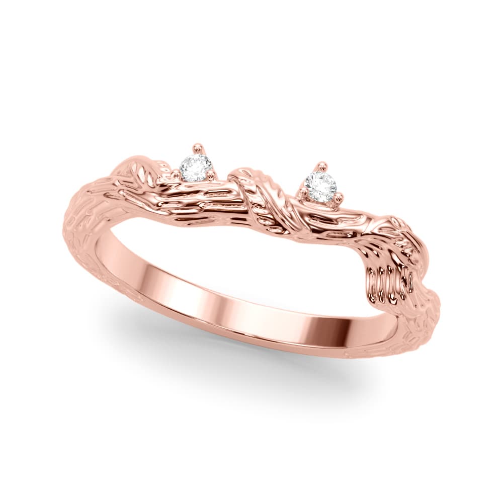 Accented Nature-Inspired Wedding Band (0.04 ct. tw.), Front view in rose gold