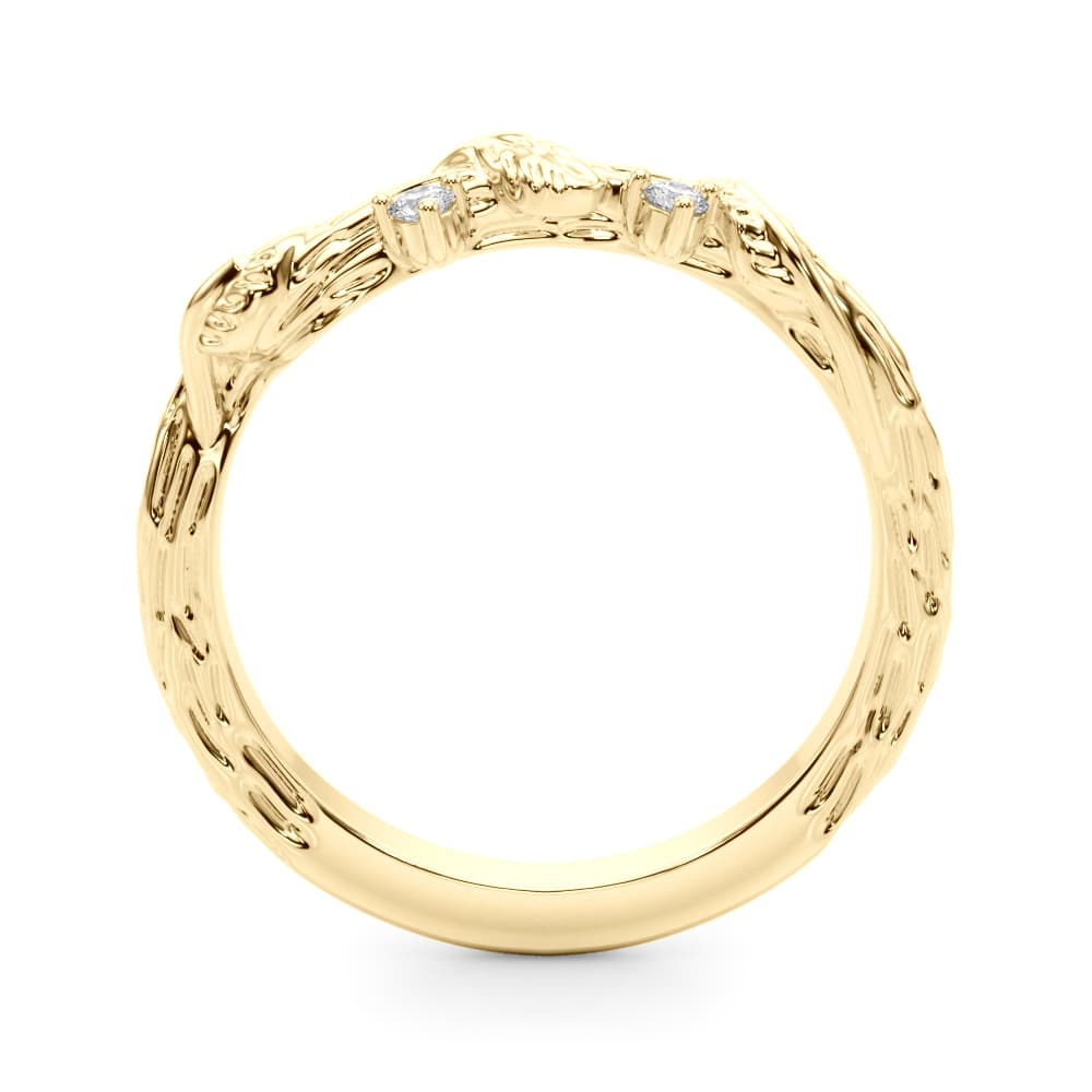 Accented Nature-Inspired Wedding Band (0.04 ct. tw.), Side view in yellow gold