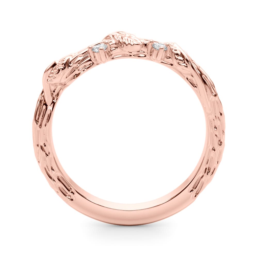 Accented Nature-Inspired Wedding Band (0.04 ct. tw.), Side view in rose gold