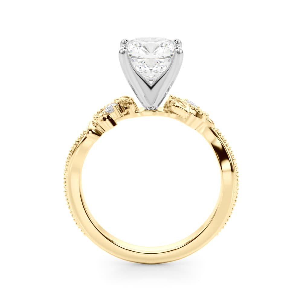 Nature-Inspired Milgrain Engagement Ring, style 51354, Side view in yellow gold