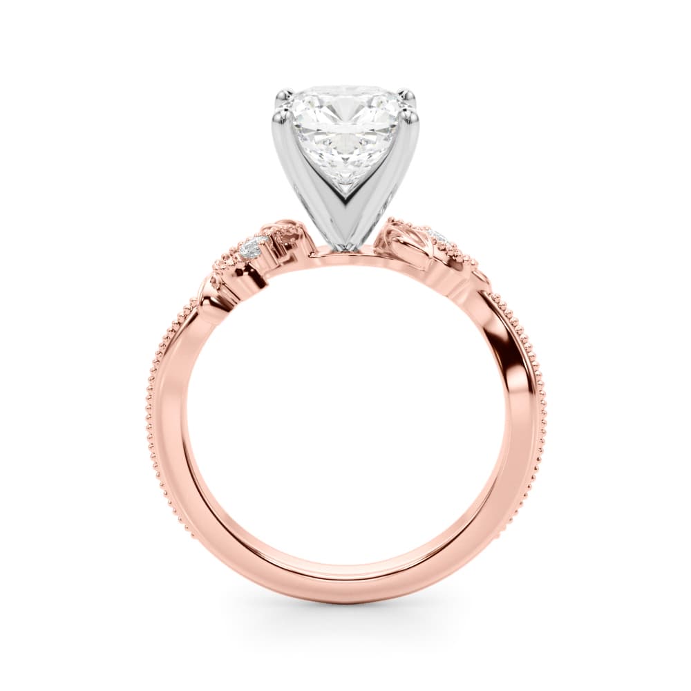 Nature-Inspired Milgrain Engagement Ring, style 51354, Side view in rose gold