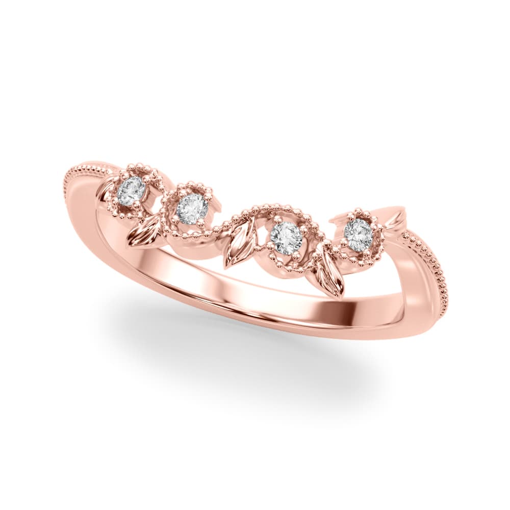 Nature-Inspired Milgrain Wedding Band (0.07 ct. tw.), Front view in rose gold