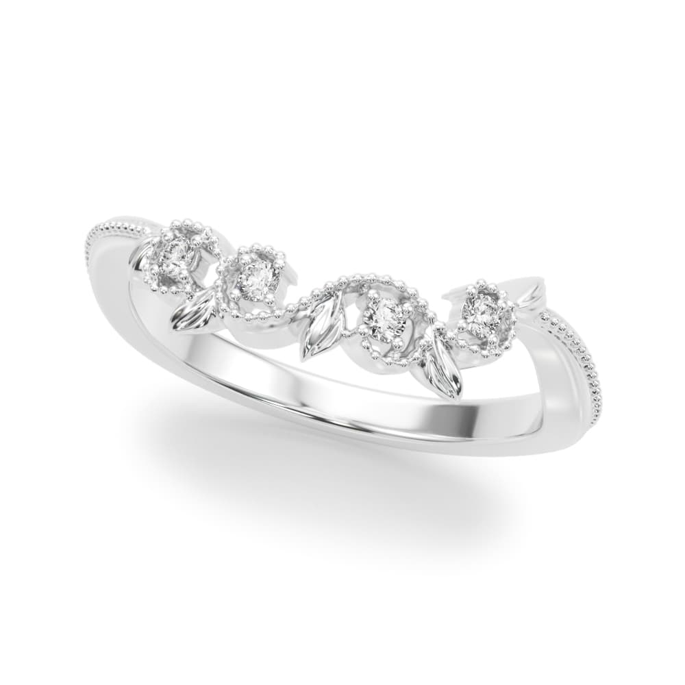 Nature-Inspired Milgrain Wedding Band — View 1