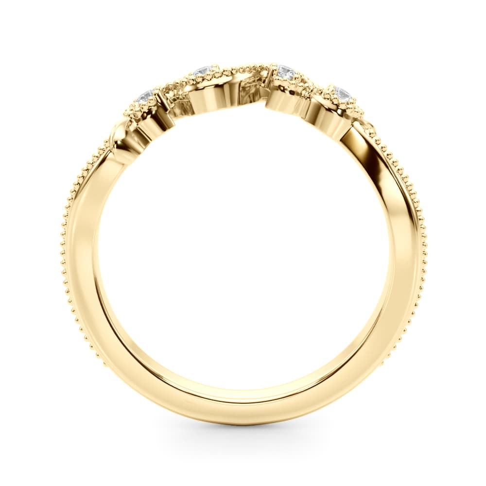Nature-Inspired Milgrain Wedding Band (0.07 ct. tw.), Side view in yellow gold