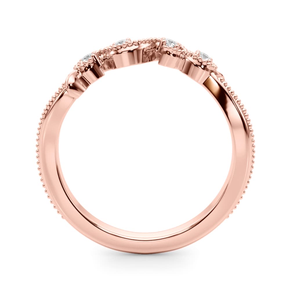 Nature-Inspired Milgrain Wedding Band (0.07 ct. tw.), Side view in rose gold