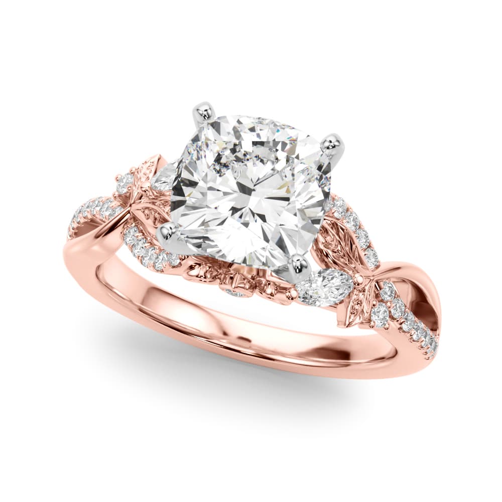 Nature Inspired Engagement Ring, style 51355, Front view in rose gold