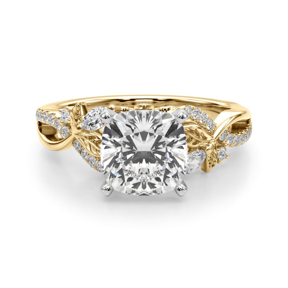 Nature Inspired Engagement Ring, style 51355, Angle view in yellow gold