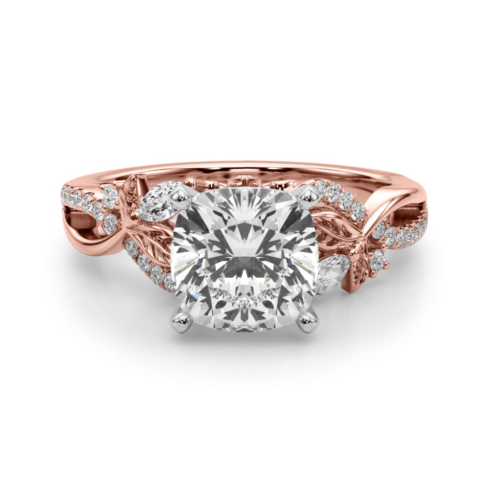 Nature Inspired Engagement Ring, style 51355, Angle view in rose gold