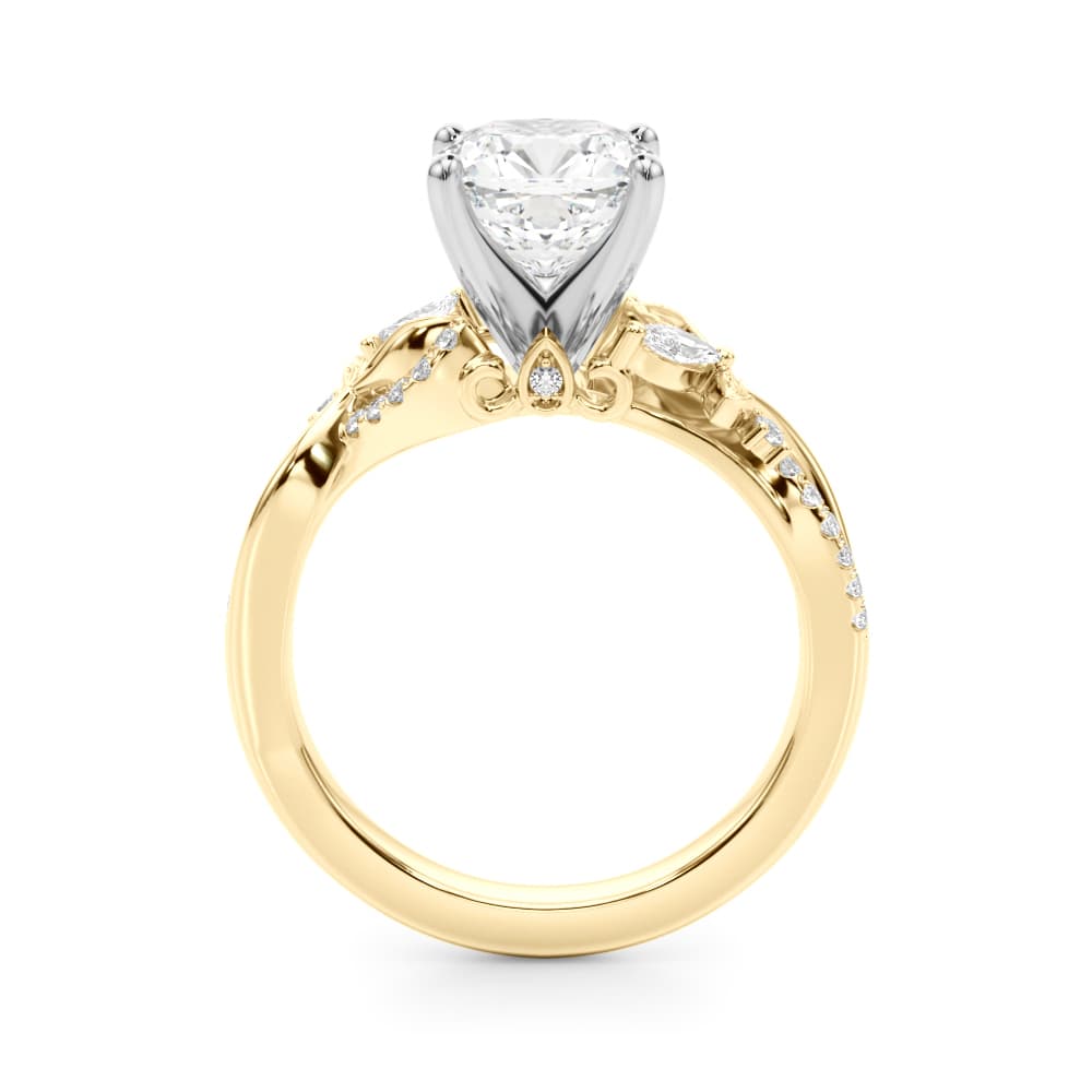 Nature Inspired Engagement Ring, style 51355, Side view in yellow gold