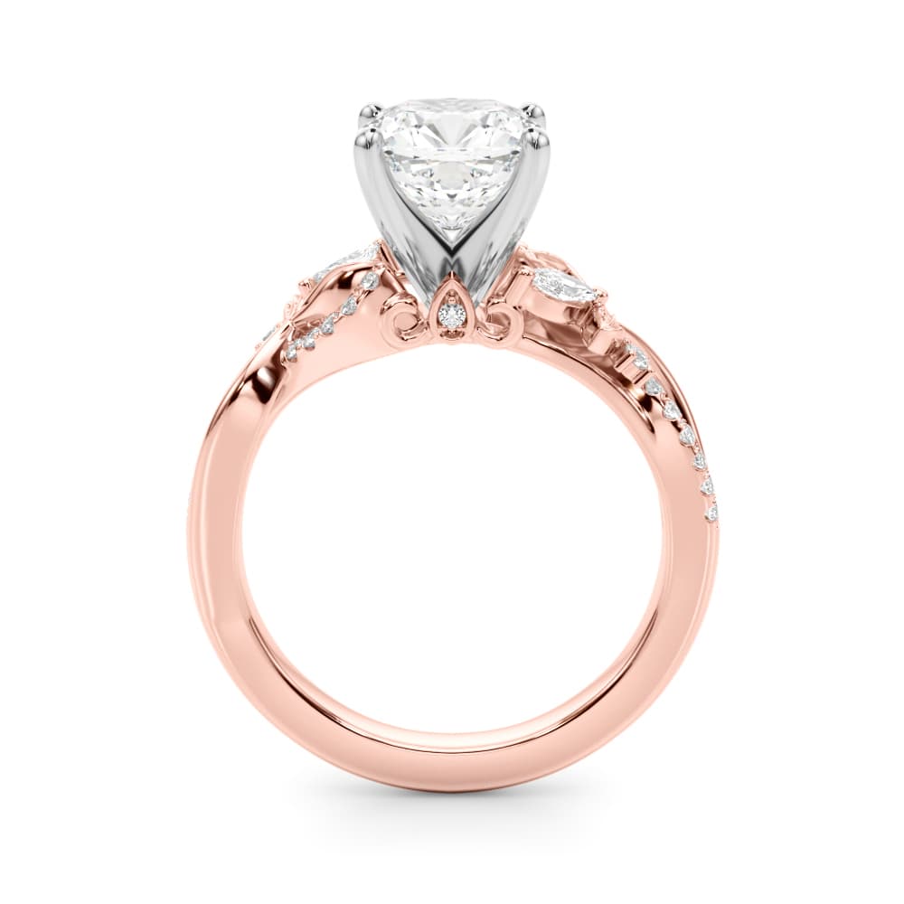 Nature Inspired Engagement Ring, style 51355, Side view in rose gold