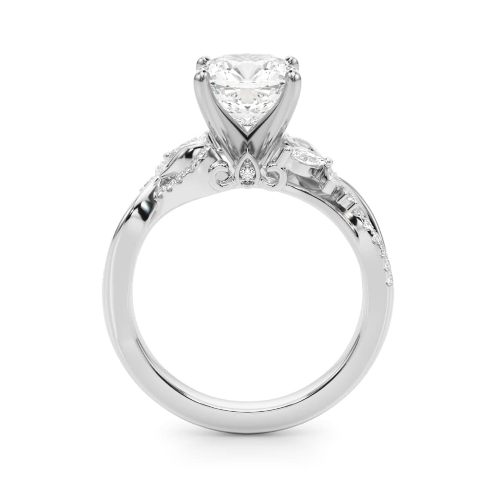 Nature Inspired Engagement Ring, style 51355, Side view in white gold or platinum
