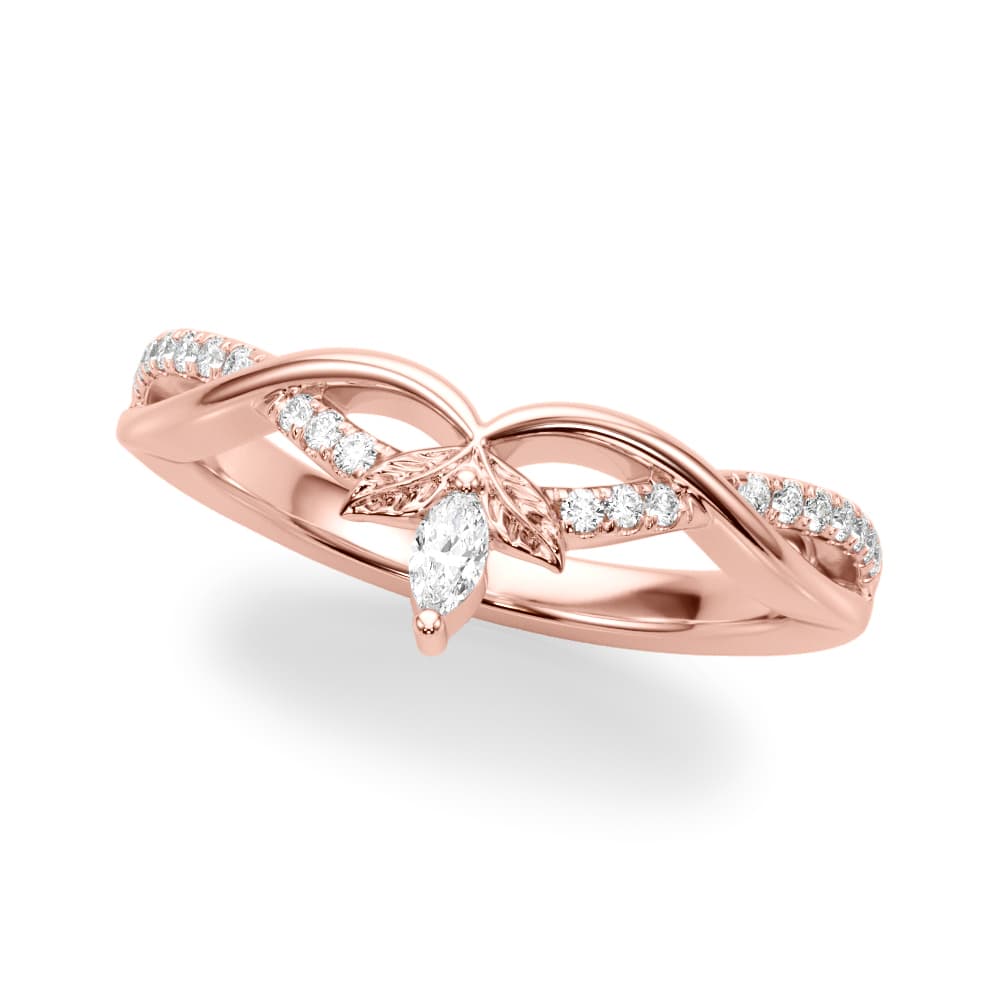 Twisting Nature-Inspired Wedding Band (0.15 ct. tw.), Front view in rose gold